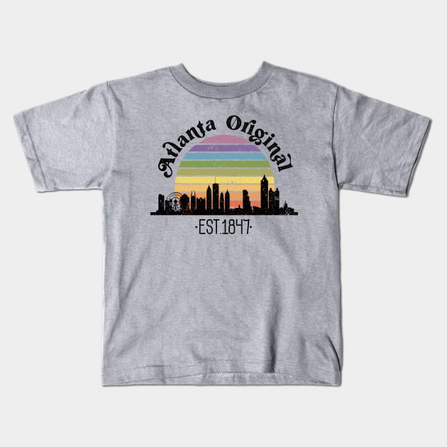 Atlanta Original Retro Rainbow Kids T-Shirt by Perpetual Brunch